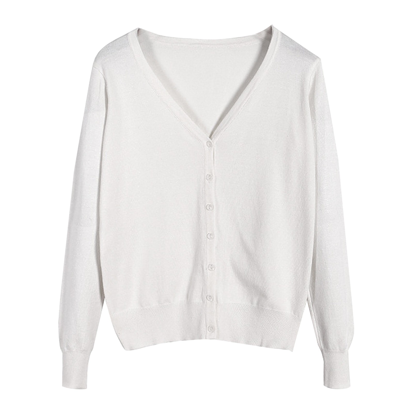 thumbnail image 2 of Cárdigan de punto de manga larga y cuello en V para mujer - Top estilizado y transpirable para primavera/otoño, 2 of 4